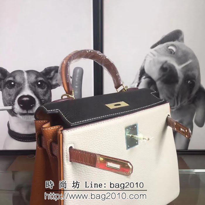 愛馬仕Hermes 頭層牛皮配色爆款凱莉包 時尚手提包 0AM1449